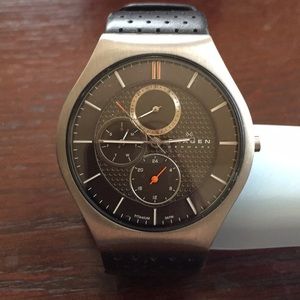 Skagen Men Watch Titanium w/ Leather Strap